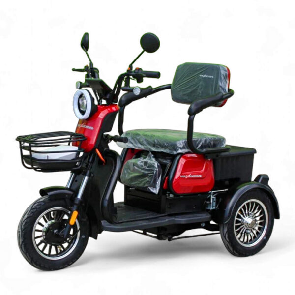 Електрическа триколка max motors x1 1500w, 48v, led, крачна спирачка, аларма, 2+1 места