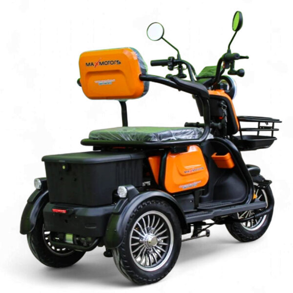 Електрическа триколка max motors x1 1500w, 48v, 20ah, 10" джанти, оранжев металик