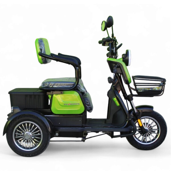 Електрическа триколка max motors x1 1500w, 48v, 20ah, 10" джанти, зелен металик