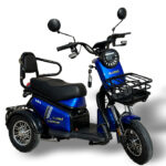 Двуместна електрическа триколка bullmax pudding premium, с дълга платформа, крачна спирачка и диференциално задвижване