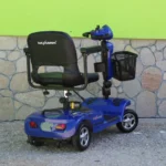 Инвалидна електрическа четириколка maxmotors 350w, 24v, 20ah, със сваляема батерия и maxi гуми, син металик