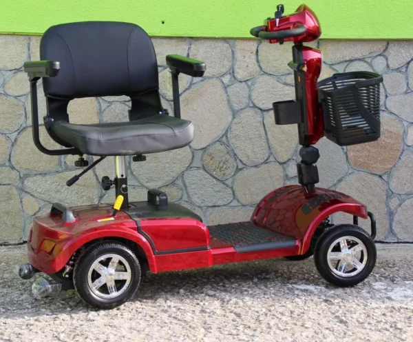 Инвалидна четириколка с дълга база max motors, 350w, 24v, 20ah батерии, червен металик