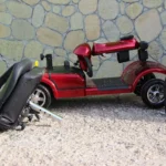 Инвалидна четириколка с дълга база max motors, 350w, 24v, 20ah батерии, червен металик