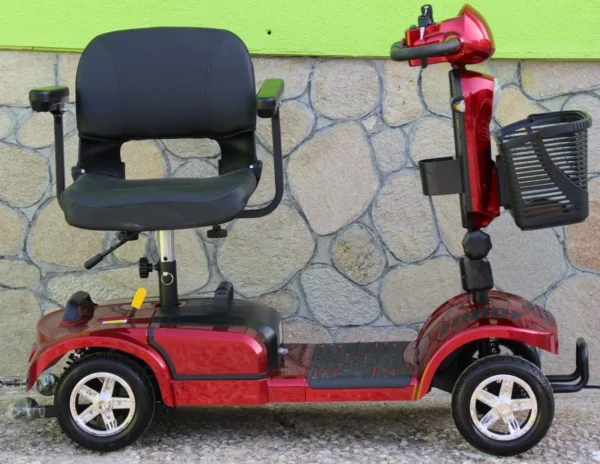 Инвалидна четириколка с дълга база max motors, 350w, 24v, 20ah батерии, червен металик