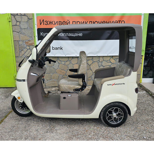 Триместна електрическа триколка max motors luxury bus ivory white (1500w, 60v, 20ah)