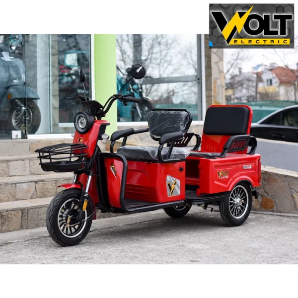 Двуместна карго електрическа триколка volt energy a10 1500w, 48v, 20ah, зелен металик