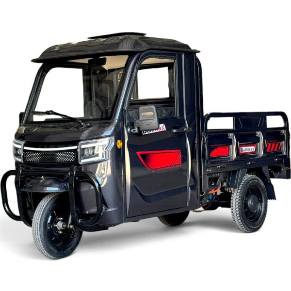 Професионална товарна електрическа триколка с кабина, товароносимост 600 кг, bullmax cargo cab 4000w, черна