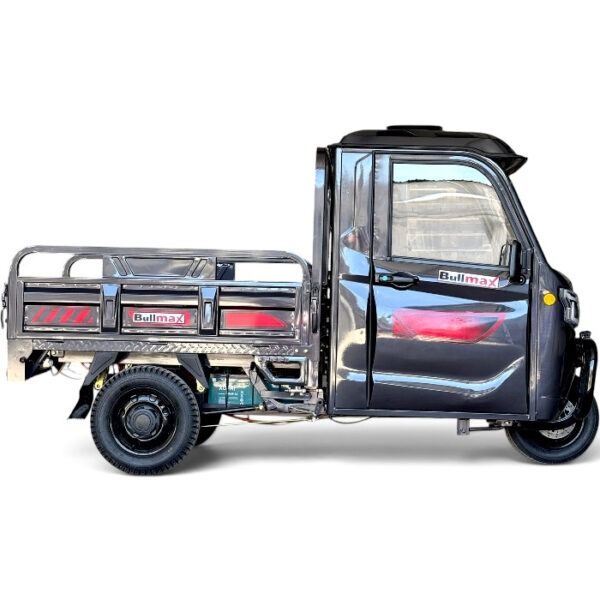 Професионална товарна електрическа триколка с кабина, товароносимост 600 кг, bullmax cargo cab 4000w, черна