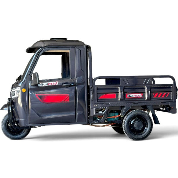 Професионална товарна електрическа триколка с кабина, товароносимост 600 кг, bullmax cargo cab 4000w, черна