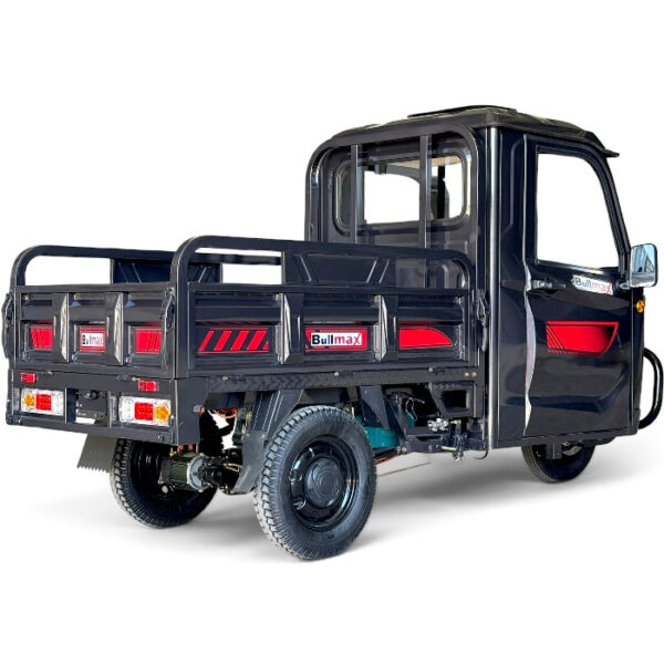 Професионална товарна електрическа триколка с кабина, товароносимост 600 кг, bullmax cargo cab 4000w, черна