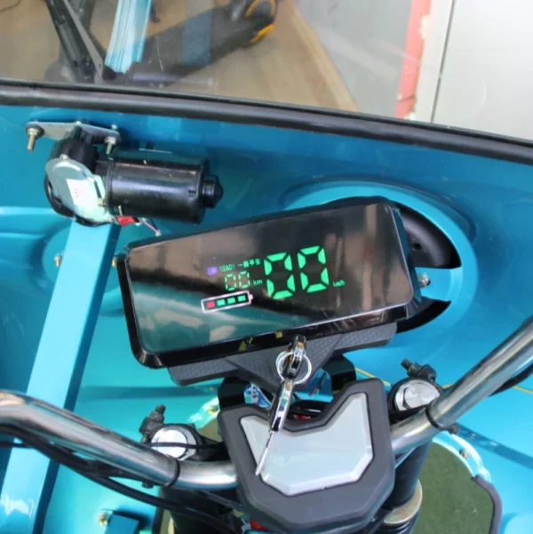Селскостопанска товарна електрическа триколка 2000w с покрив, 600 кг товар, 60v, 45ah, синя