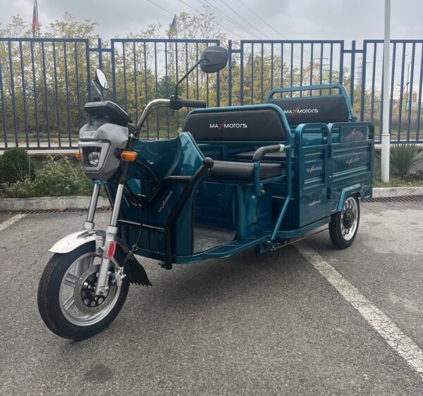 Триместна товарна електрическа триколка max motors go pro 2000w, (трансформираща се), синьозелен металик