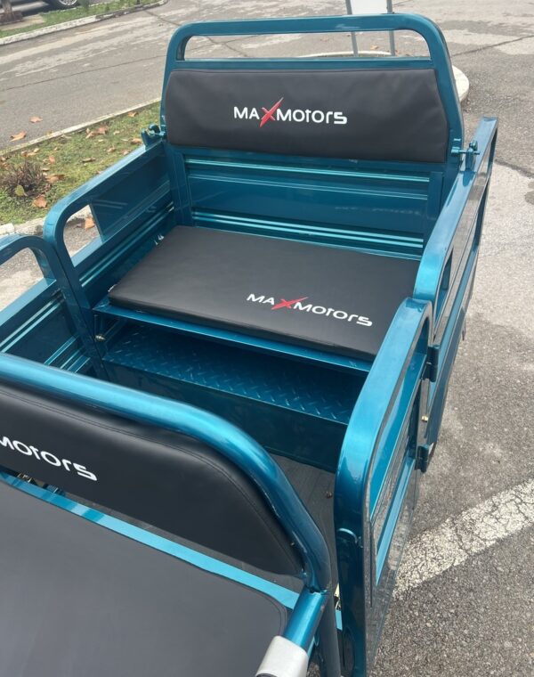 Триместна товарна електрическа триколка max motors go pro 2000w, (трансформираща се), синьозелен металик