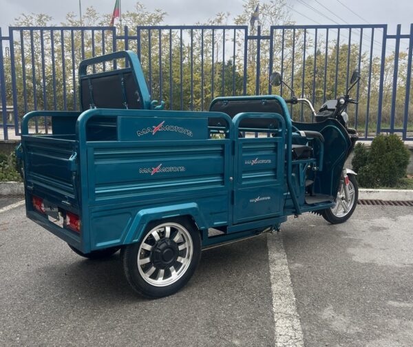 Триместна товарна електрическа триколка max motors go pro 2000w, (трансформираща се), синьозелен металик