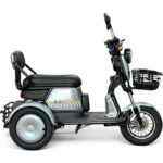 Двуместна електрическа триколка pudding grand, сив, 2000w, eec сертификат, 60v/20ah, две кошници, 5 батерии + подаръци